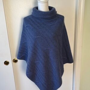 The Cashmere Project Chunky Knit Mockneck/Turtleneck Poncho Sweater OS